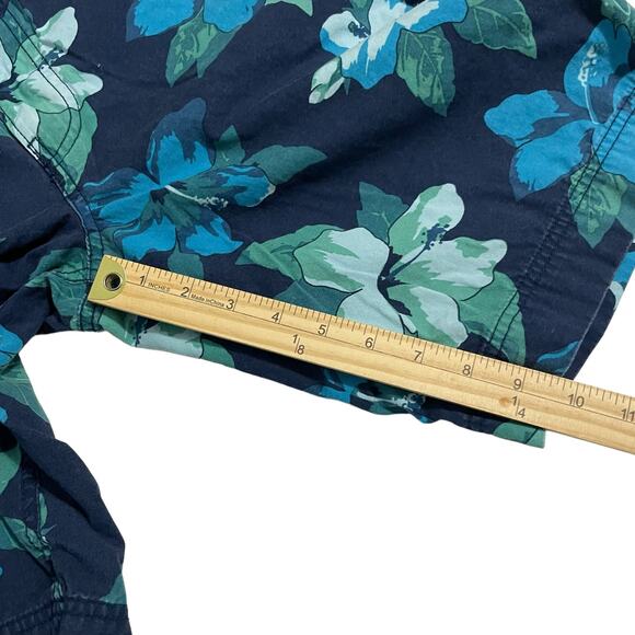 Mossimo Shorts Mens Size 32 Blue Chino Hawaiian Floral Flat Front 10" Inseam - Picture 6 of 8